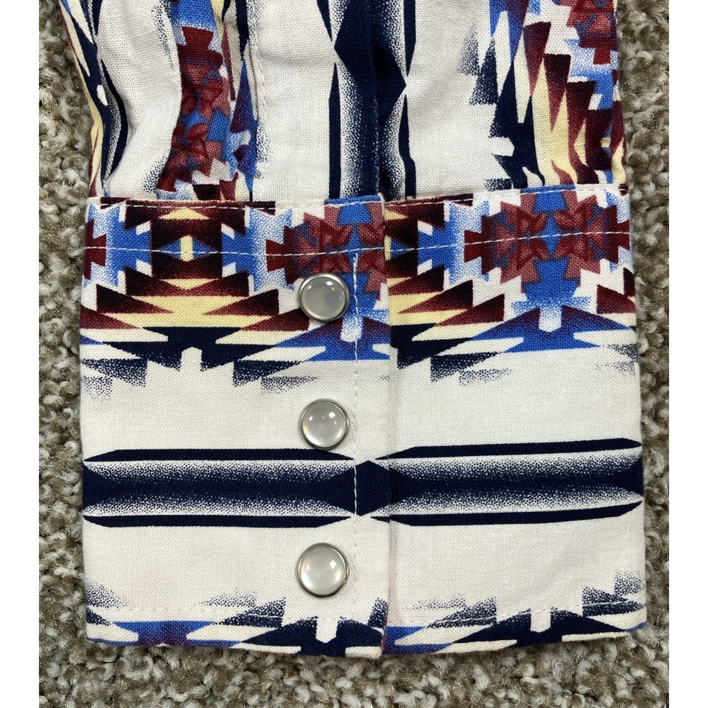 Wrangler Aztec Pearl Snap Button Down Shirt Mens Size Large Western Shirt‎ - Picture 5 of 11